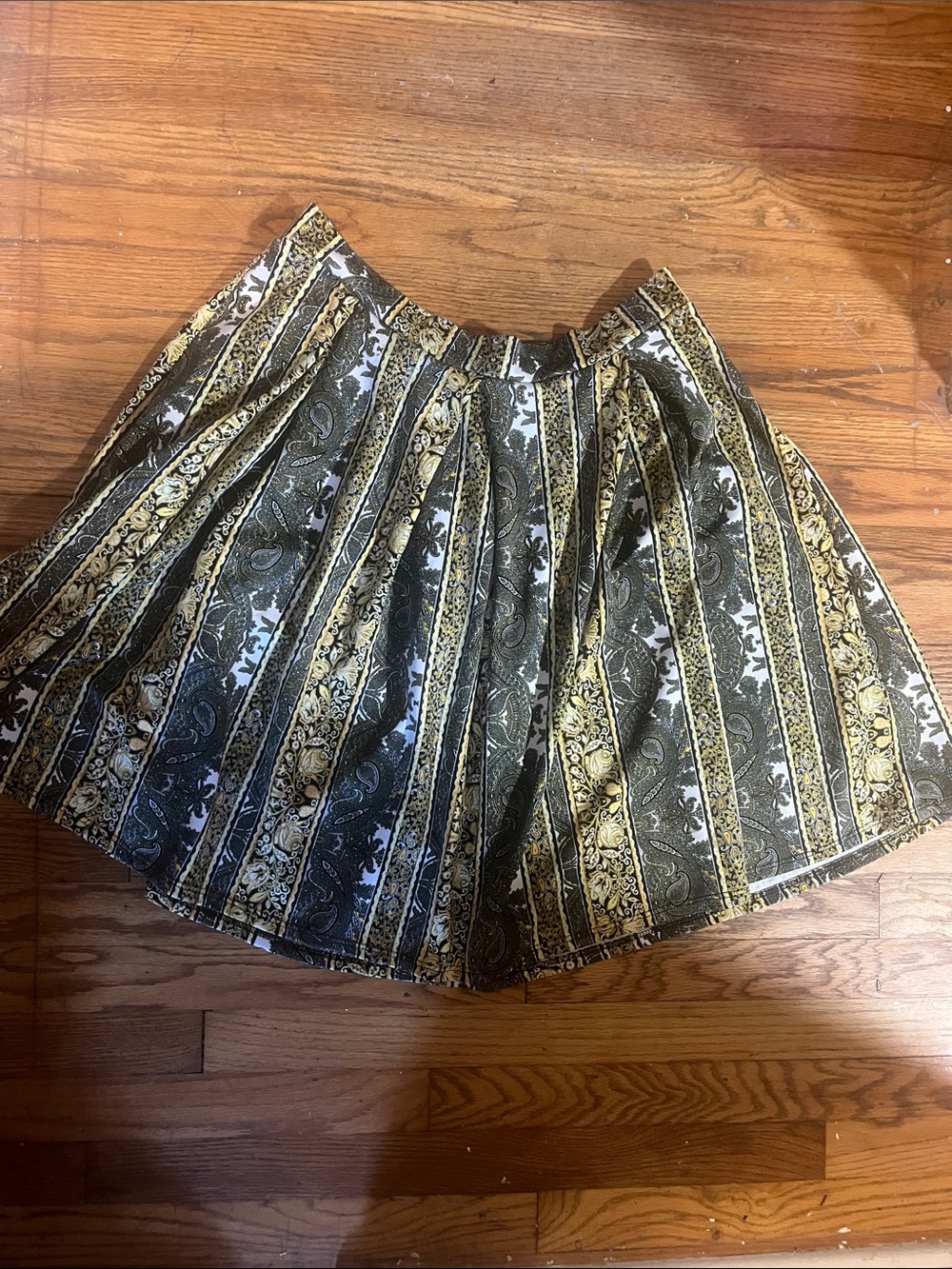 Ashley Stewart Olive and Gold Striped Circle Skirt